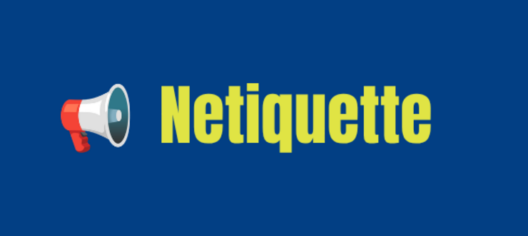 Das Wort Netiquette steht in grüner Schrift auf blauem Hintergrund.