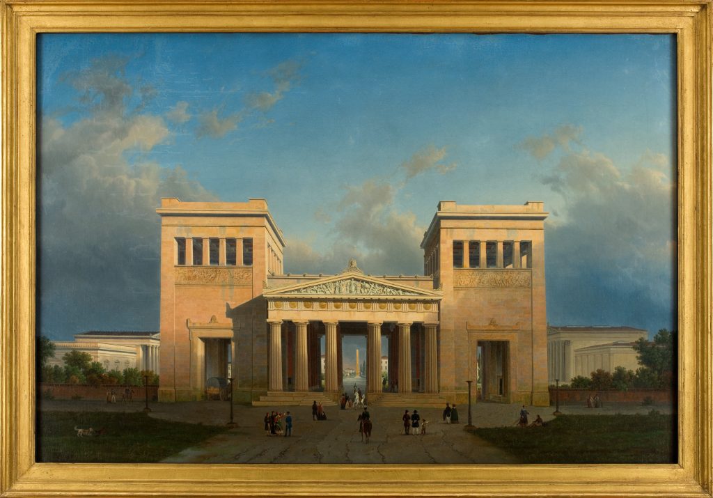 Gemälde eines Gebäudes mit Säulen