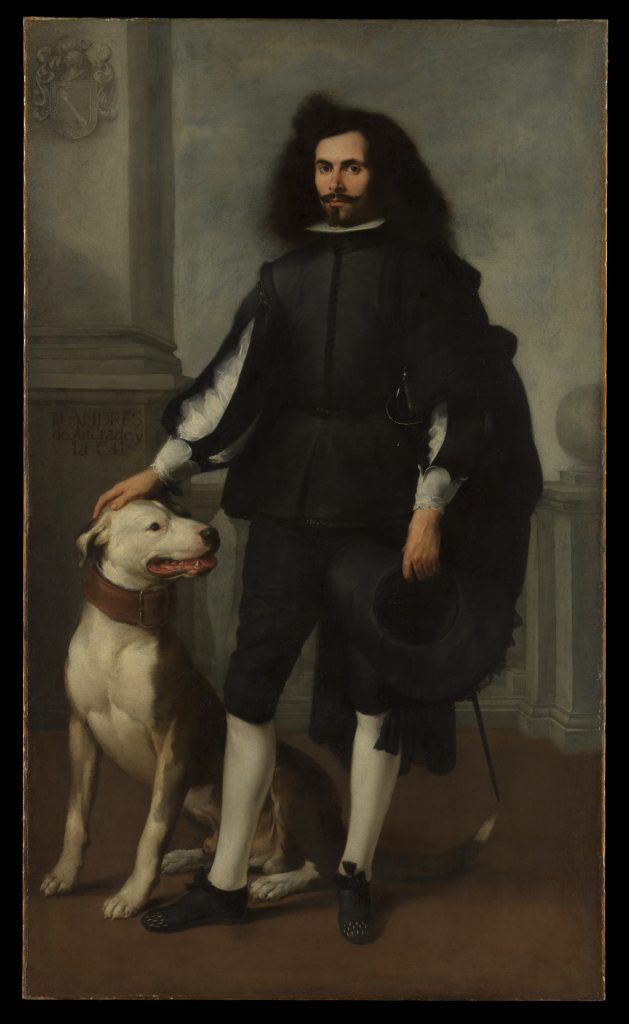 Gemälde zeigt einen Mann mit Hund