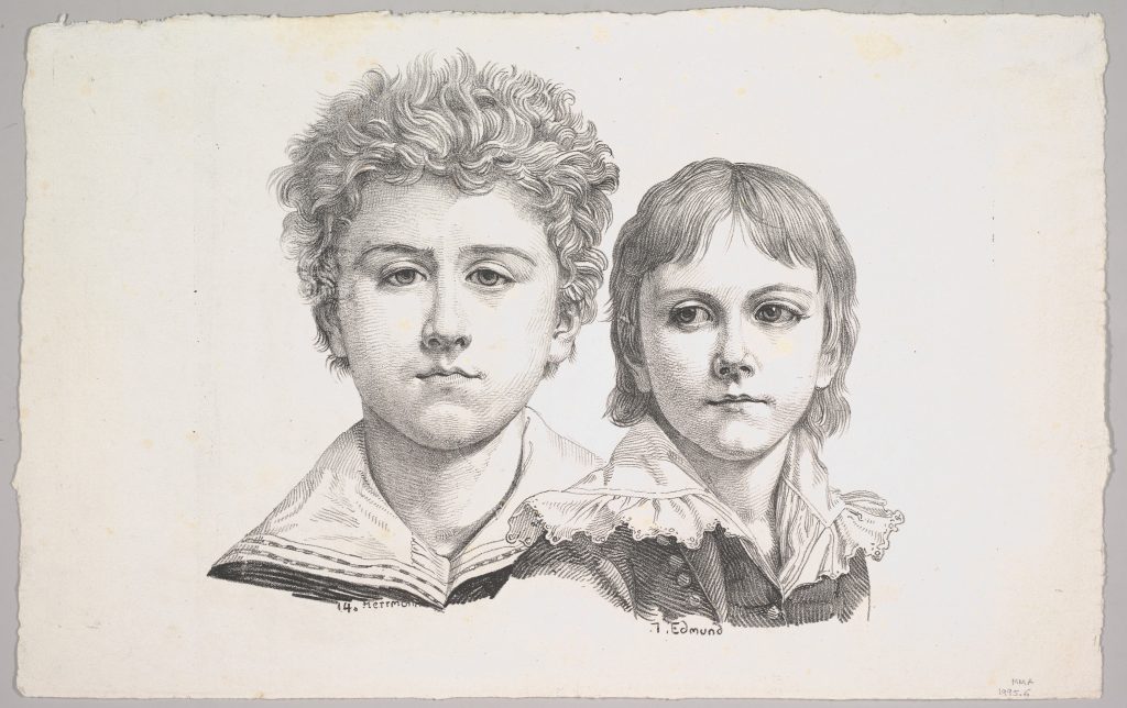 Kunstwerk zeigt das Portrait von zwei Kindern
