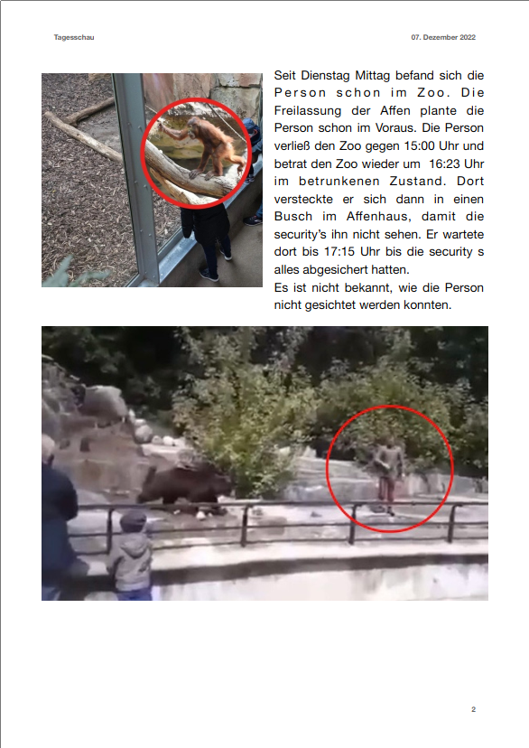 Erfundener Artikel über ein Affenausbruch im Frankfurter Zoo (Teil 2)