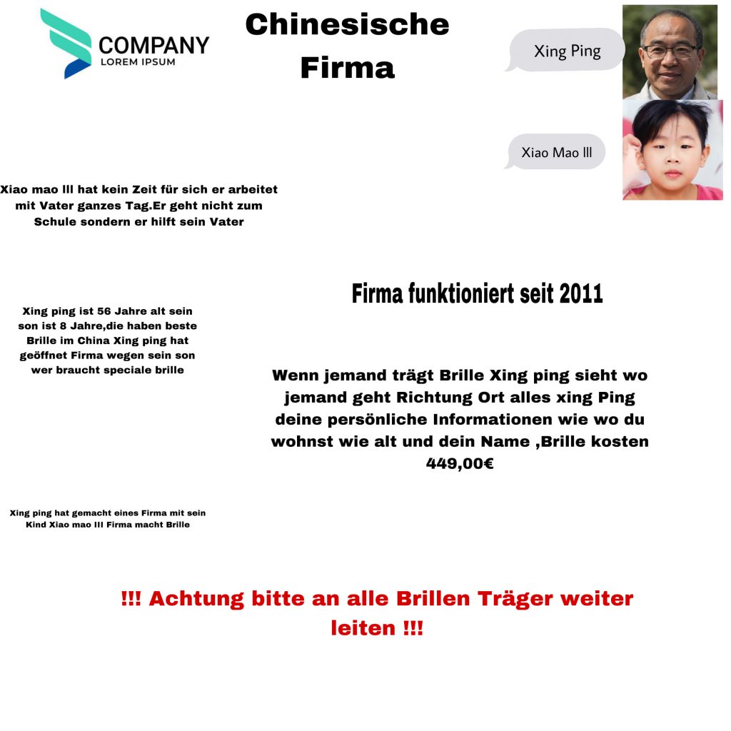 Erfundener Beitrag über einen Betrug bei Brillenträger und -trägerinnen.