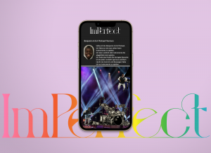 Profil in der fiktiven ImPerfect-App. Junge ist als Rockstar auf der Bühne