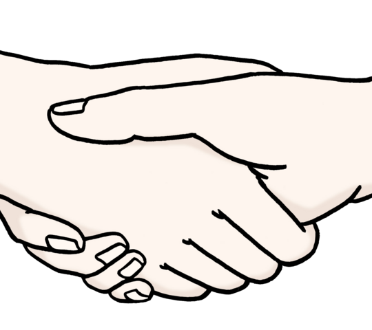 zwei Hände, die sich schütteln