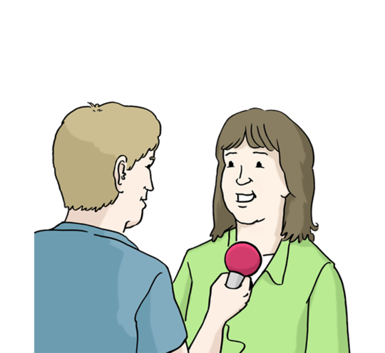 Illustration zweier Personen, die sich in einem Interview befinden
