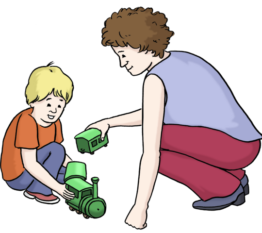 Frau spielt mit einem Kind